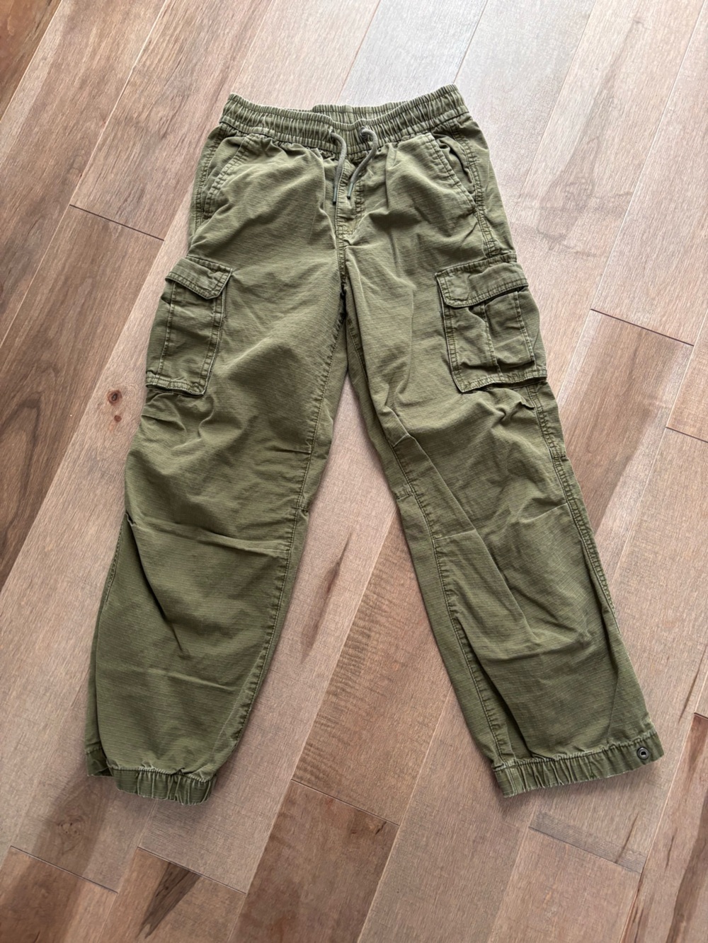 Gap Kids Cargo Jogger Pants Olive Green Elastic Waist Drawstring Size XL